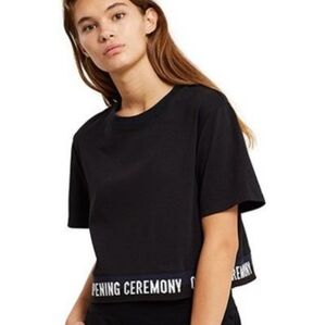 Opening CEREMONY short sleeve cropped crew neck t-shirt black xs